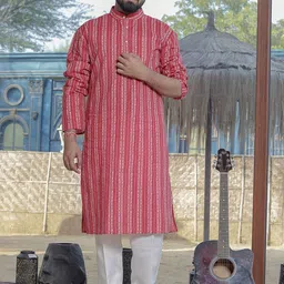 Stuffie Land Men Striped Regular Pure Cotton Kurta with Pyjamas-picture-47