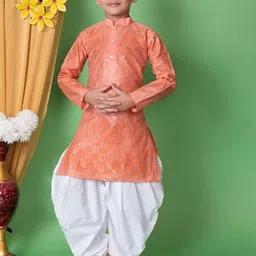 NFC CREATION Boys Embroidered Regular Sequinned Dupion Silk Kurta with Patiala image 1