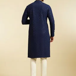 Diwas by Manyavar Ethnic Motifs Embroidered Mandarin Collar Sequinned Straight Kurta image 4