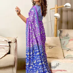 DIVASTRI Floral Block Print Saree image 4
