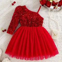 BAESD One Shoulder Cold-Shoulder Velvet Fit & Flare Dress-image-87