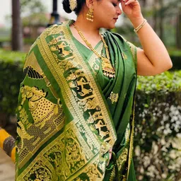 SILKWEAR Woven Design Zari Silk Cotton Designer Baluchari Saree-picture-45