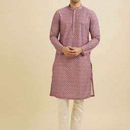 Manyavar Men Embroidered Regular Sequinned Kurta with Pyjamas-picture-11
