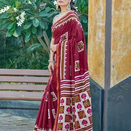 KALINI Zari Block Print Saree-picture-6