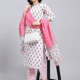 Anouk Rustic Floral Printed Notch Neck Kurta With Trousers & Dupatta image 2