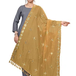 Kemza Geometric Embroidered Sequinned Organza Dupatta-picture-23