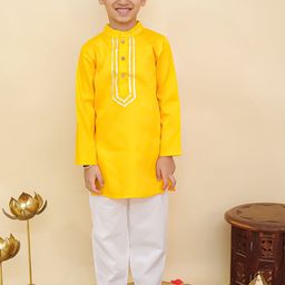 Aj DEZInES Boys Regular Pure Cotton Kurta with Pyjamas-image-10