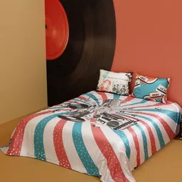 QuirkLoomCream & Red Printed Cotton 300 TC King Bedsheet Set 2.28 m x 2.74 m"-image-22