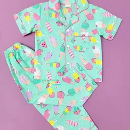 Freesia Array Kids Printed Pure Cotton Night suit-image-82