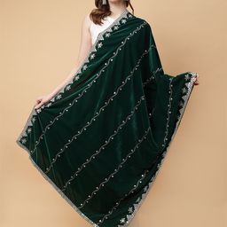 Moda Chales Floral Embroidered Velvet Dupatta With Sequinned-picture-11