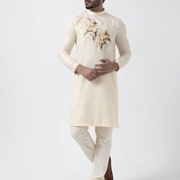 DEVOILER Floral Printed Band Collar Pure Cotton Straight Kurta-image-65