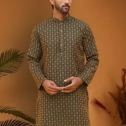 Jompers Men Woven Design Straight Knee Length Kurta-picture-49