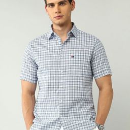 AD By Arvind Men Classic Slim Fit Gingham Checks Checked Casual Shirt-image-27