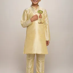 DEVOILER Boys Regular Dupion Silk Kurta with Churidar-picture-13