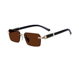 Arzonai Unisex Brown UV Protected Lens Metal Sunglasses-image-97