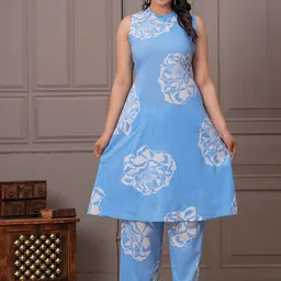 CORSICA Printed Pure Cotton Tunic With Trousers Co-Ords-image-97