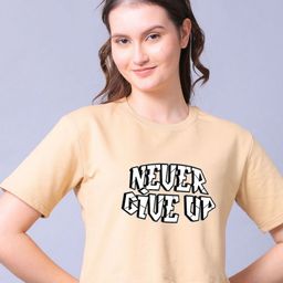 Lazy Lush Women Typography Print Cotton Round Neck Crop T-shirt-72