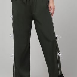 CROWN KING Women Straight Fit Mid-Rise Easy Wash Trousers-picture-41
