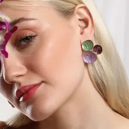 SOHI Gold Plated Contemporary Studs-36
