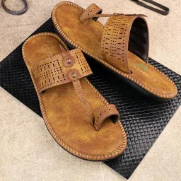 SOFTY VEGEN Men Tan Ethnic Comfortable Kolhapuri Sandals-image-79