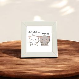 Anikmart White & Grey Self Design Table Top MDF Photo Frame image 4