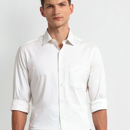 Arrow Men Modern Spread Collar Geometric Printed Cotton Slim Fit Formal Shirt-image-83