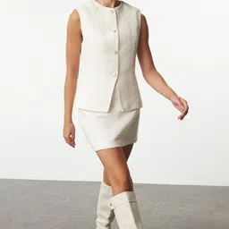 Trendyol Round Neck Tweed Waistcoat-picture-19