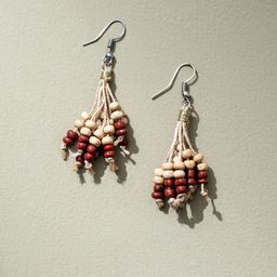 WHE Artificial Beaded Eco Chic Jute & Wooden Contemporary Drop Earrings-29