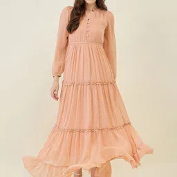 aayu Women Puff Sleeve Tiered Georgette Maxi Dress-image-50