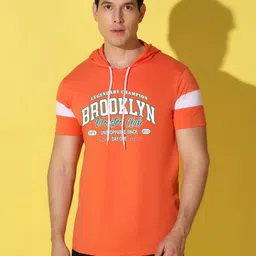 WOOSTRO Men Typography Printed Hooded Slim Fit T-shirt-image-83