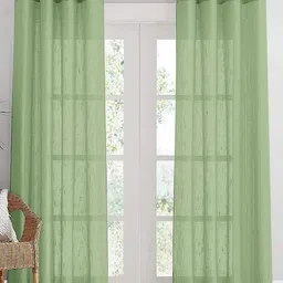 HOMEMONDE Green Set of 2 Sheer Long Door Curtain-3