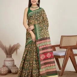SHANVIKA Kalamkari Printed Pure Cotton Saree-image-46