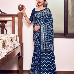 Chandbaali Ajrak Printed Pure Cotton Bagru Saree-10