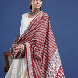 Taavi Bagh Ethnic Motifs Block Printed Pure Cotton Dupatta-13
