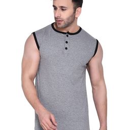 Blisstone Men Solid Henley Neck Cotton Slim Fit T-shirt-image-85