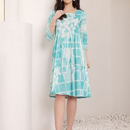 DressBerry Women Floral Printed Cotton Fit & Flare Knee Length Dress-image-44