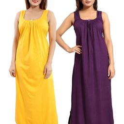 Inner Beats Women Pack Of 2 Multicoloured Cotton Blend Nightdress-picture-17