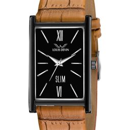 LOUIS DEVIN Men Brass Embellished Dial & Bracelet Style Straps Analogue Watch LD-BK052-BLK-BRW_NEW-18