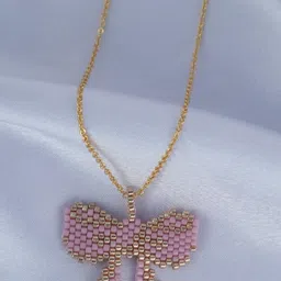 Threads & Beads Women Gold Plated Artificial Beads Handcrafted Butterfly Necklace-image-63