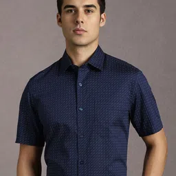 Louis Philippe Men Micro Ditsy Printed Spread Collar Pure Cotton Formal Shirt-picture-26