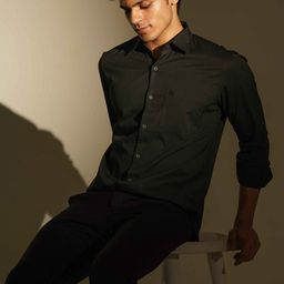 HONNETE Men Comfort Spread Collar Solid Cotton Casual Shirt-picture-6