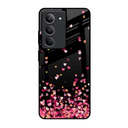 QRIOH Quirky Printed Realme 14x 5G Heart Rain Fall Glass Back Case Mobile Accessories-picture-2