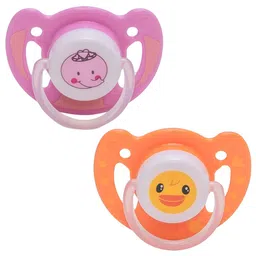 Adore 2-Pcs Orange-Color & Pink Printed Vented Pacifier BPA Free Kids Teethers-30