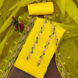 Maroosh Embellished Organza Unstitched Dress Material-picture-7