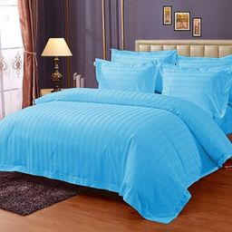 Enchant Home Platinum Blue Striped Pure Cotton 250 TC King Bedsheet Set 2.74m x 2.74m-image-47