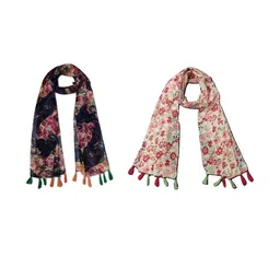 StoleVilla Women's Printed Designer Chiffon Stoles and Scarf (Multicolor) - Pack of 6-6