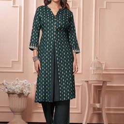 BulBul Women Ethnic Motifs Printed Mandarin Collar Regular Pure Rayon Kurta & Palazzos-picture-26