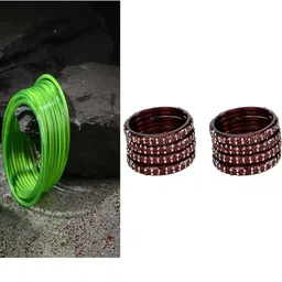 1ST TIME Set Of 20 Green Alloy Artificial Stones & Beads Bangles-picture-46