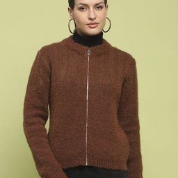 Madame Women Mock Collar Cardigan-image-83