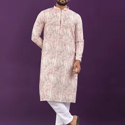 Zurika Fashion Floral Printed Linen Mandarin Collar Stright Kurta-24